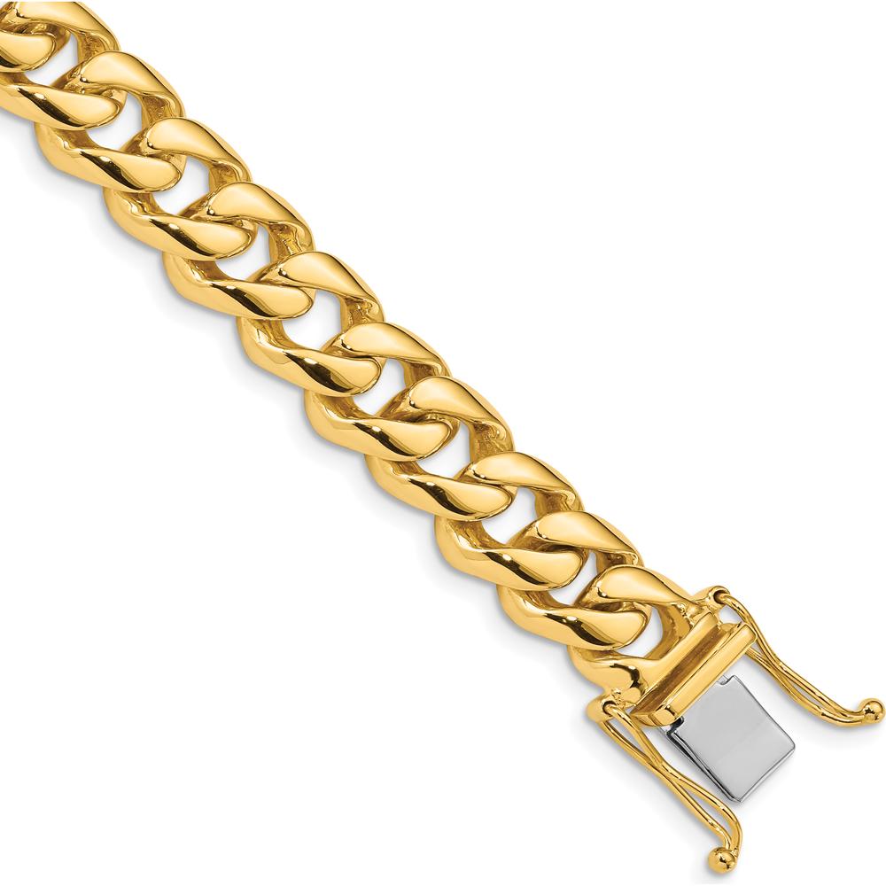 10K Yellow Gold 9.6mm Hand-polished Rounded Curb Link Bracelet - 9" Length
