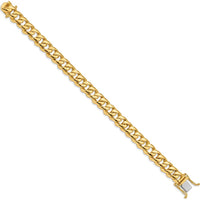 10K Yellow Gold 9.6mm Hand-polished Rounded Curb Link Bracelet - 9" Length