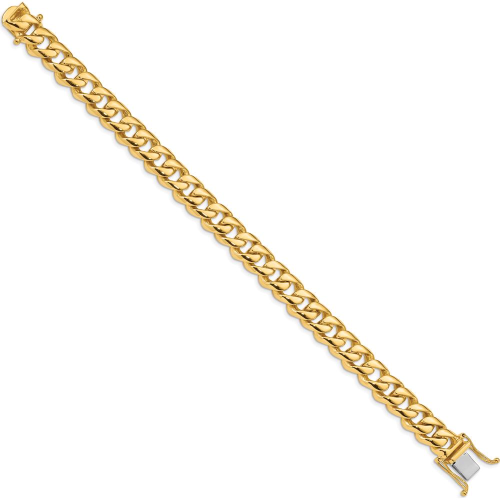 10K Yellow Gold 9.6mm Hand-polished Rounded Curb Link Bracelet - 9" Length