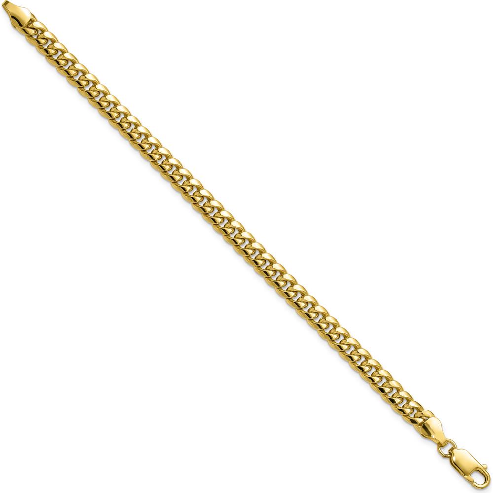 10K Yellow Gold 9" 6mm Semi-Solid Miami Cuban Chain Bracelet