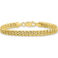 10K Yellow Gold 9" 6mm Semi-Solid Miami Cuban Chain Bracelet