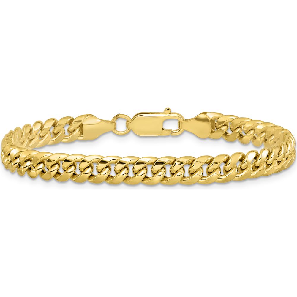 10K Yellow Gold 9" 6mm Semi-Solid Miami Cuban Chain Bracelet