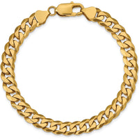 10K Yellow Gold 9" 7.75mm Flat Beveled Curb Chain Bracelet with Lobster Clasp