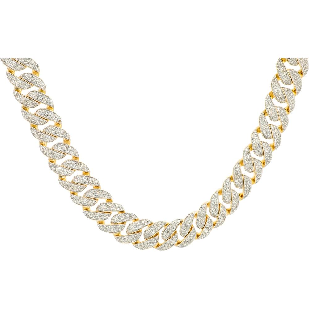 10K Yellow Gold 9 Carats Diamond Curb Chain Necklace