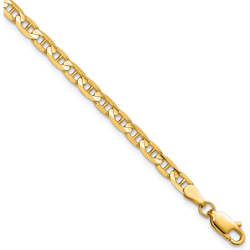 10K Yellow Gold 9" Concave Anchor Chain Bracelet - 3.75mm Width