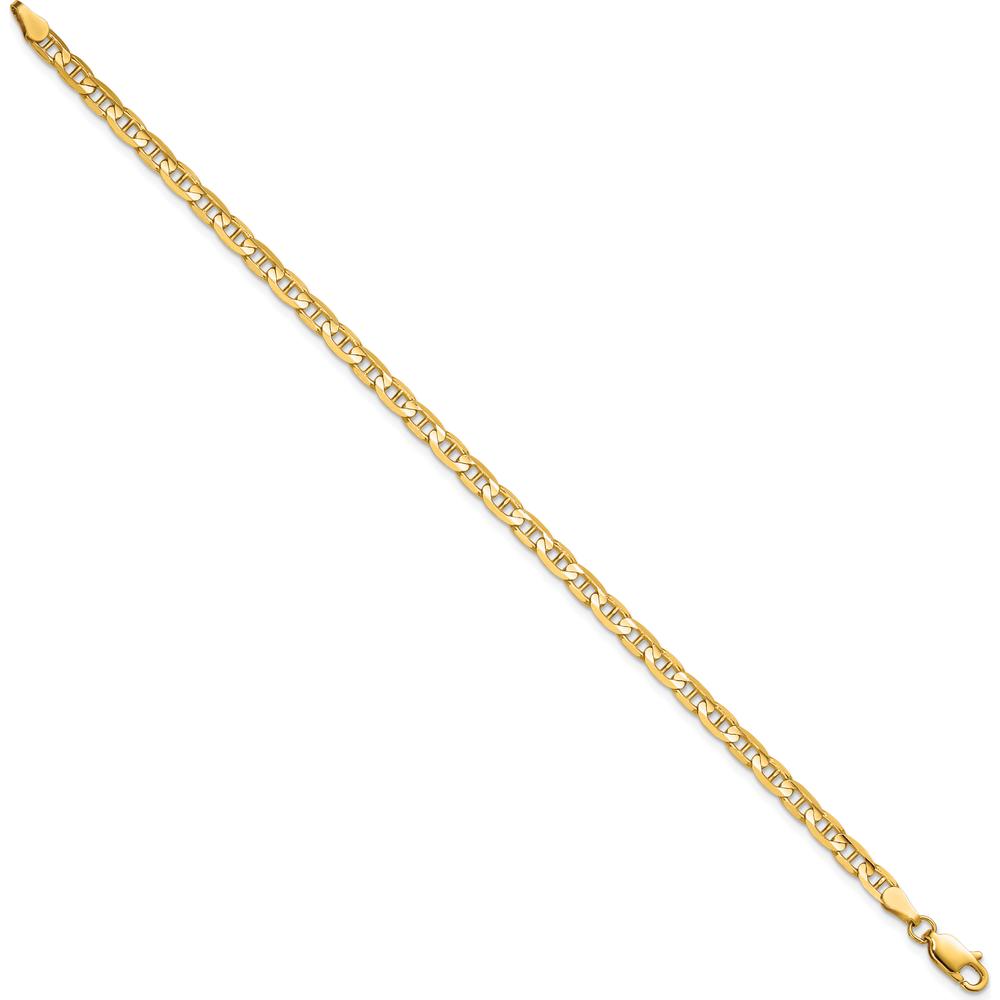10K Yellow Gold 9" Concave Anchor Chain Bracelet - 3.75mm Width
