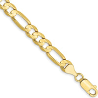 10K Yellow Gold 9" Concave Open Figaro Chain Bracelet - Polished Finish