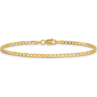 10K Yellow Gold 9" Curb Chain Anklet with Beveled Edges