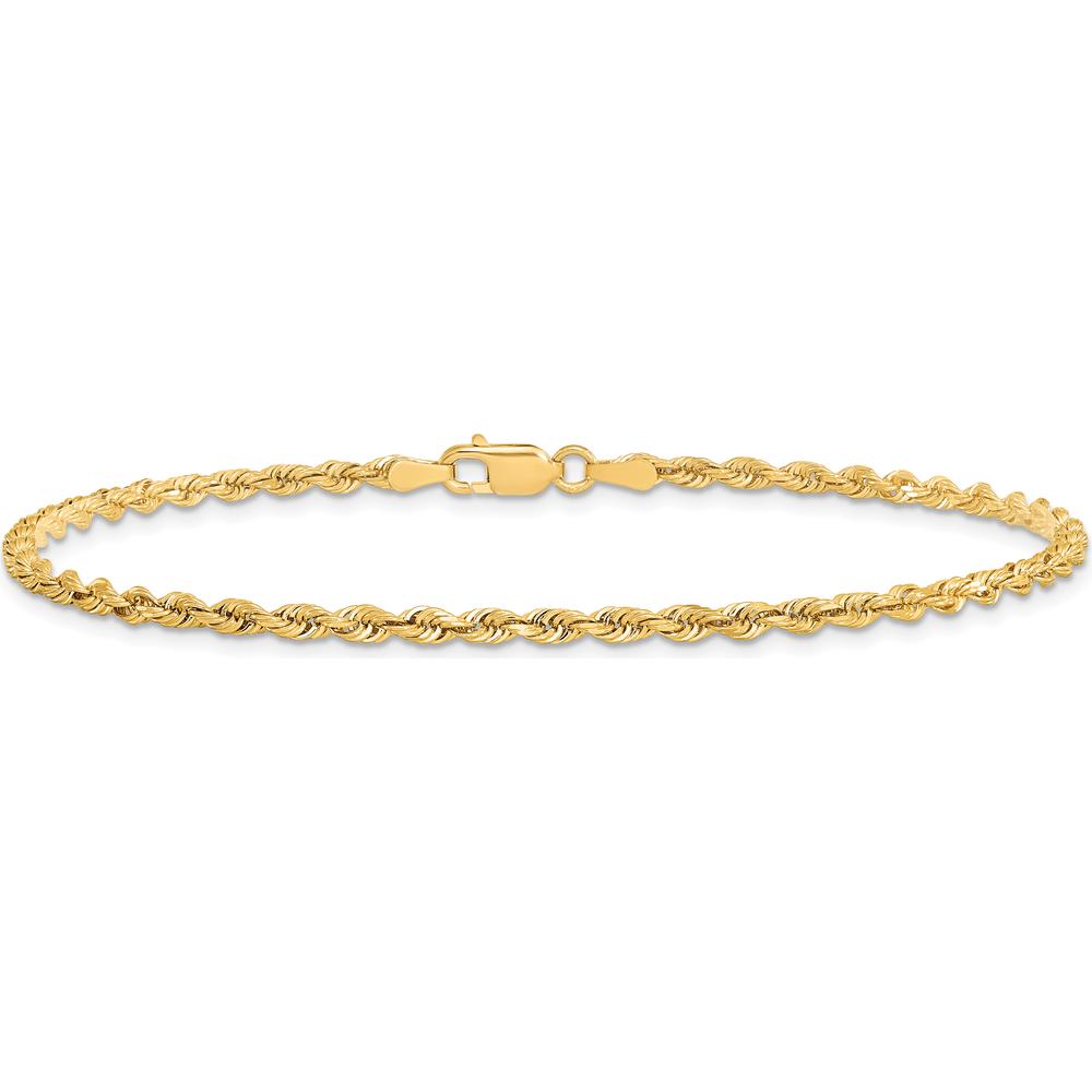 10K Yellow Gold 9" Diamond-Cut Quadruple Rope Chain Bracelet - 2.75mm