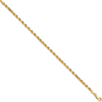 10K Yellow Gold 9" Diamond-Cut Rope Anklet - 3.25mm Width