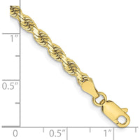 10K Yellow Gold 9" Diamond-Cut Rope Anklet - 3.25mm Width