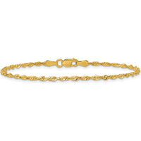 10K Yellow Gold 9" Diamond-Cut Rope Chain Anklet - 2.0mm Width