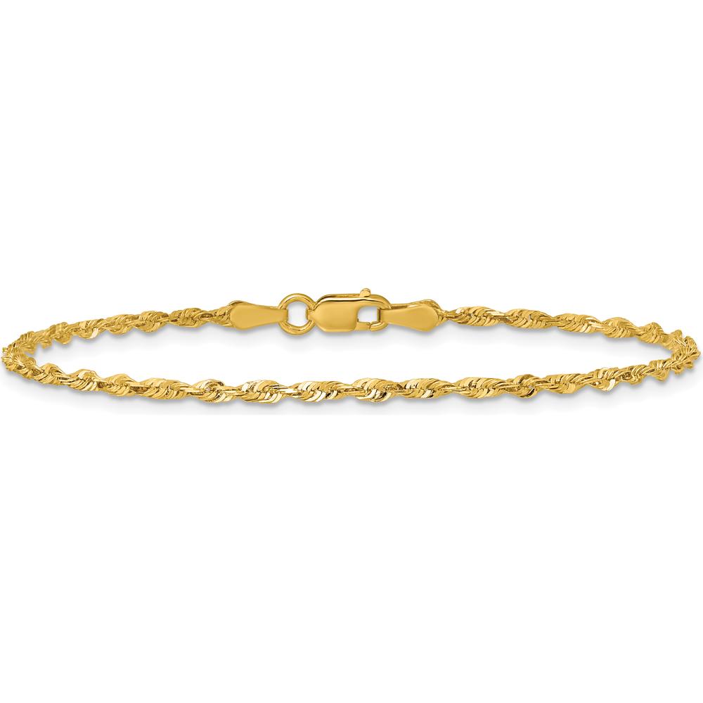 10K Yellow Gold 9" Diamond-Cut Rope Chain Anklet - 2.0mm Width