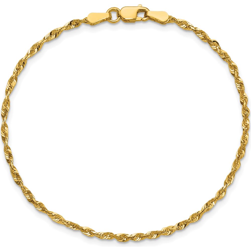 10K Yellow Gold 9" Diamond-Cut Rope Chain Anklet - 2.0mm Width