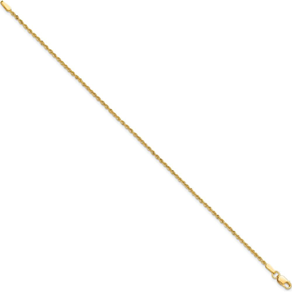 10K Yellow Gold 9" Diamond-Cut Rope Chain Anklet - Polished Finish