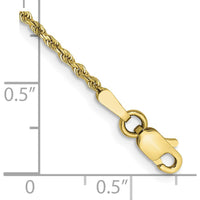 10K Yellow Gold 9" Diamond-Cut Rope Chain Anklet - Polished Finish