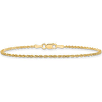 10K Yellow Gold 9" Diamond-Cut Rope Chain Anklet - Polished Finish