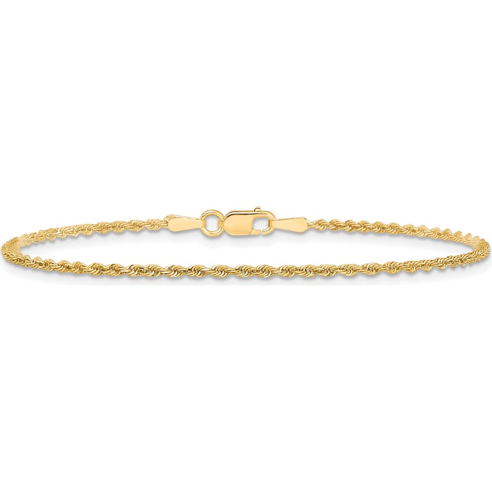 10K Yellow Gold 9" Diamond-Cut Rope Chain Anklet - Polished Finish