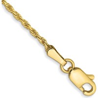10K Yellow Gold 9" Diamond-Cut Rope Chain Anklet - Solid and Polished Finish