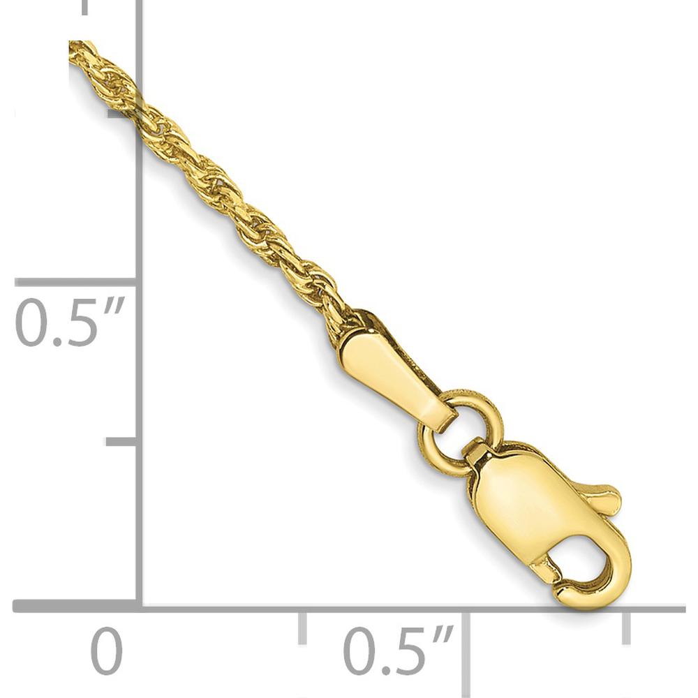 10K Yellow Gold 9" Diamond-Cut Rope Chain Anklet - Solid and Polished Finish