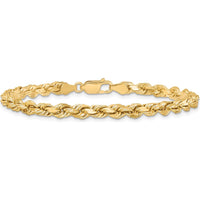 10K Yellow Gold 9" Diamond-Cut Rope Chain Bracelet - 4.5mm Width