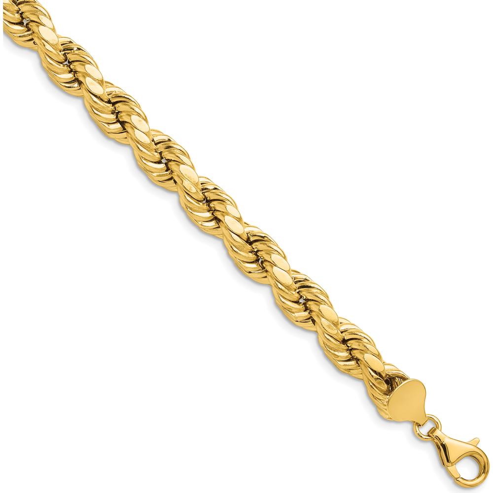 10K Yellow Gold 9" Diamond-Cut Rope Chain Bracelet for Women