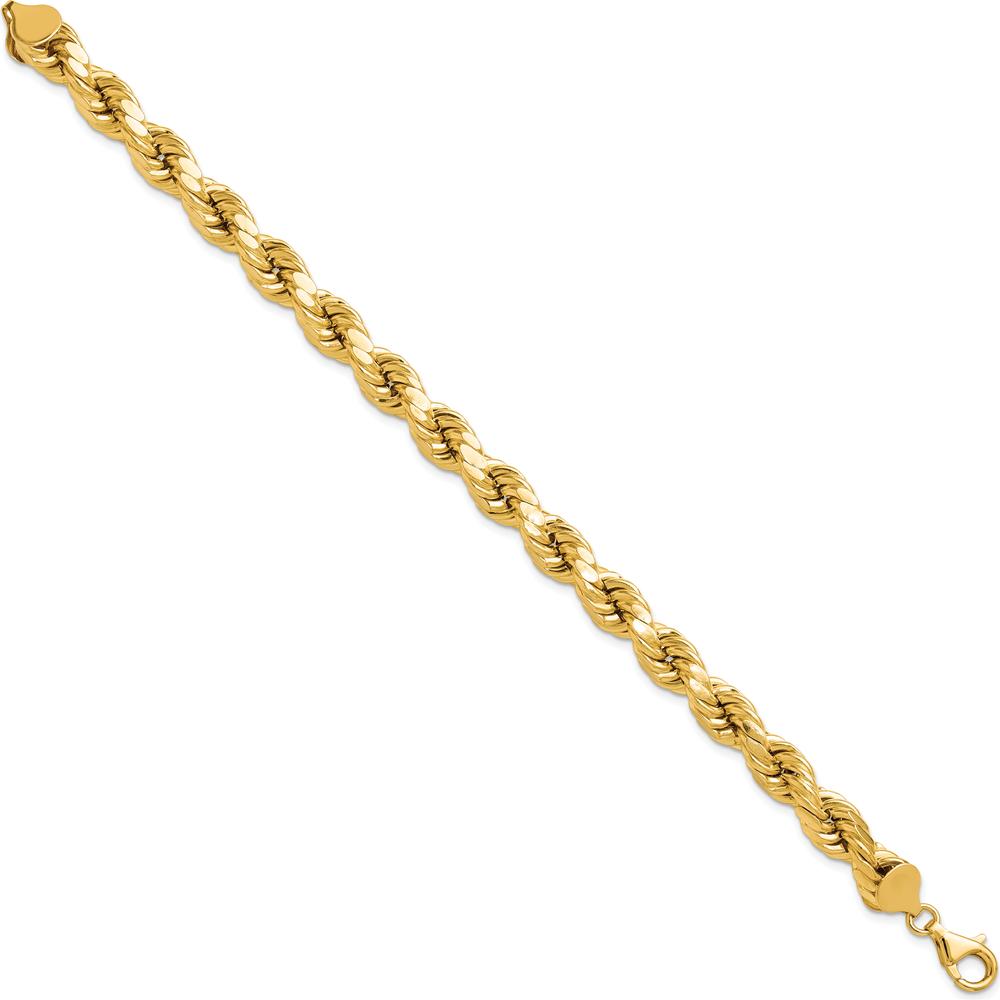 10K Yellow Gold 9" Diamond-Cut Rope Chain Bracelet for Women