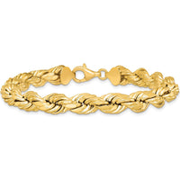 10K Yellow Gold 9" Diamond-Cut Rope Chain Bracelet for Women