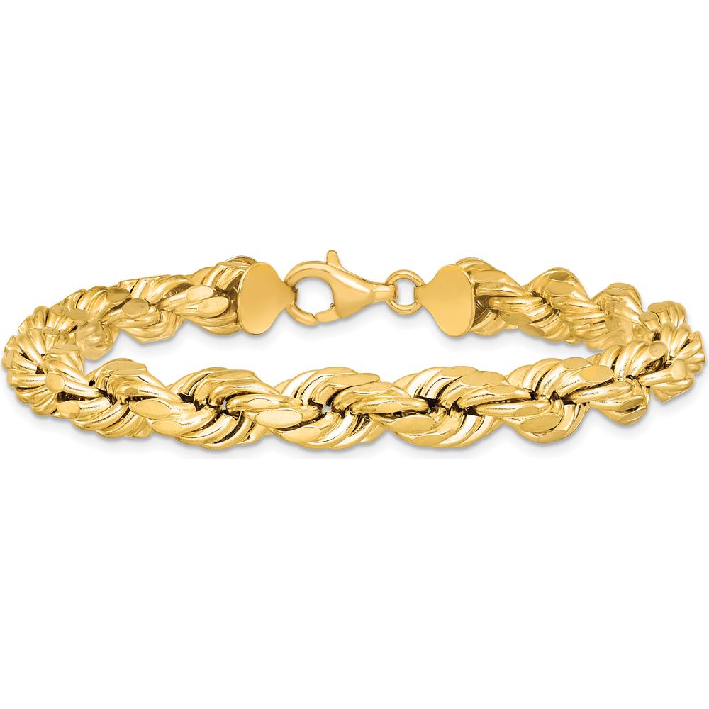 10K Yellow Gold 9" Diamond-Cut Rope Chain Bracelet for Women