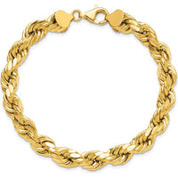 10K Yellow Gold 9" Diamond-Cut Rope Chain Bracelet for Women