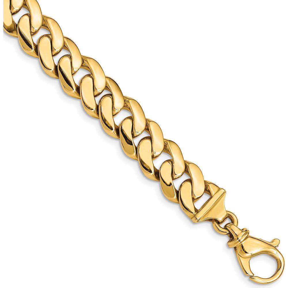 10K Yellow Gold 9" Fancy Link Chain Bracelet - 10.75mm Width