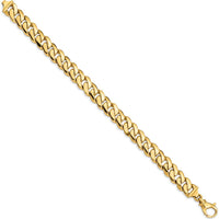 10K Yellow Gold 9" Fancy Link Chain Bracelet - 10.75mm Width