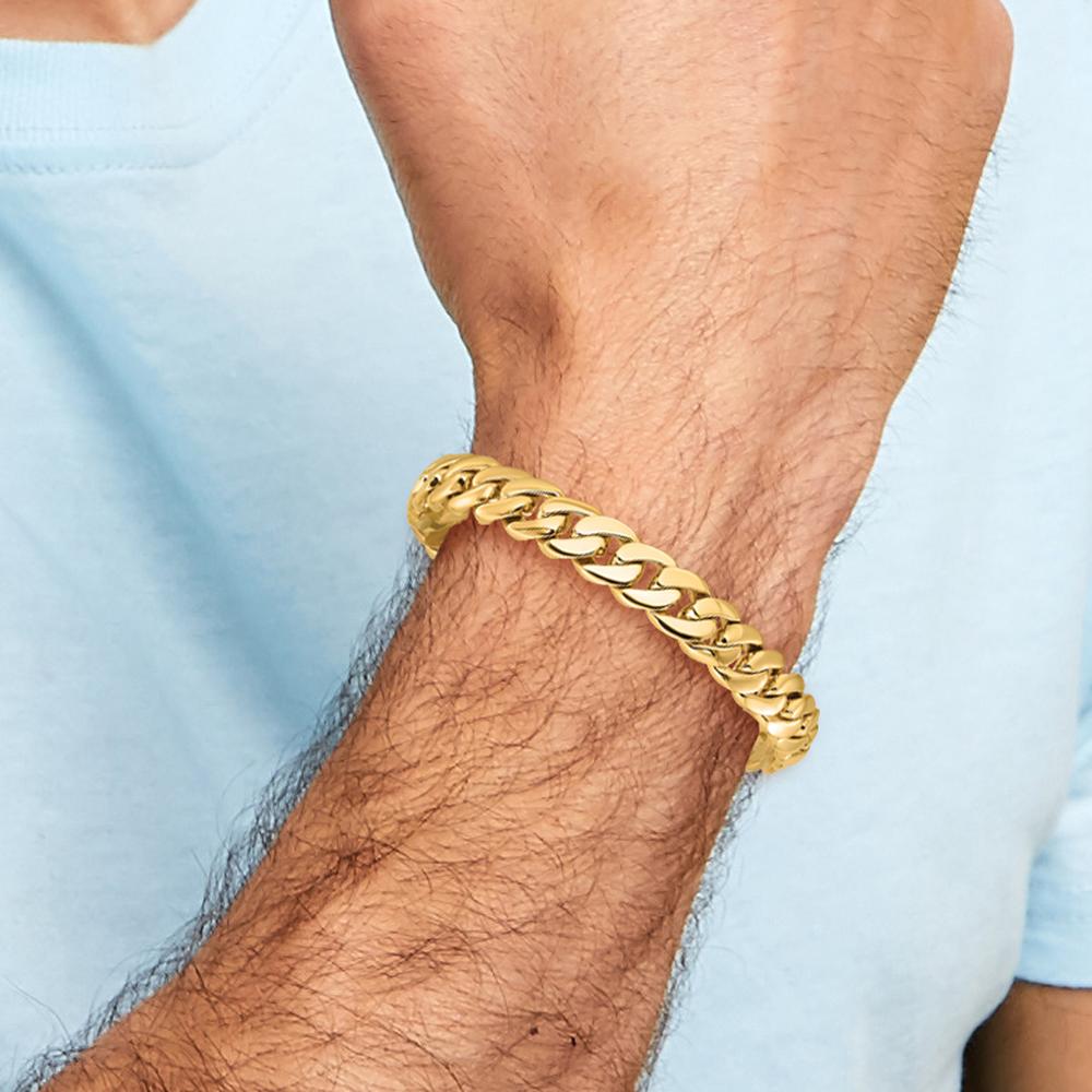 10K Yellow Gold 9" Fancy Link Chain Bracelet - 10.75mm Width