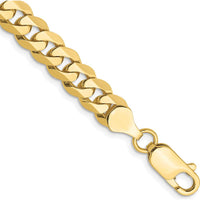 10K Yellow Gold 9" Flat Beveled Curb Chain Bracelet