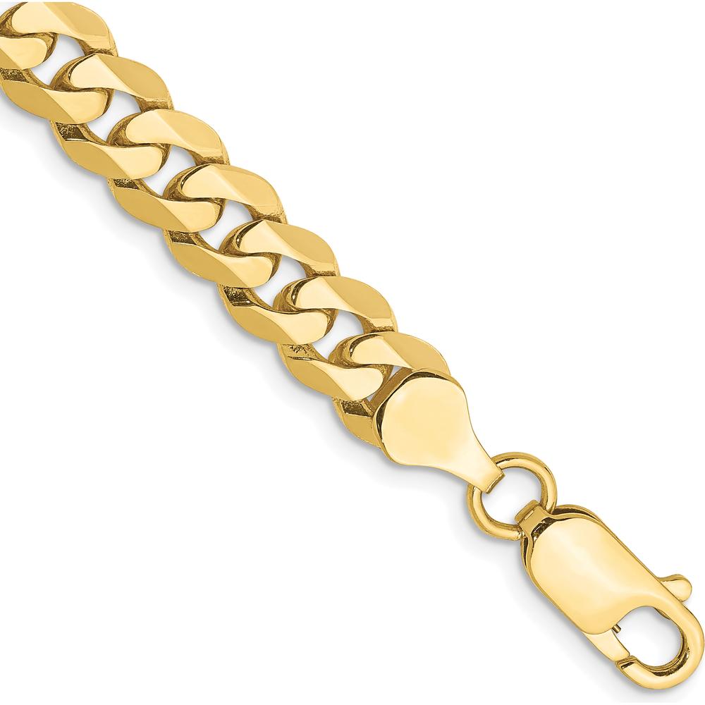 10K Yellow Gold 9" Flat Beveled Curb Chain Bracelet