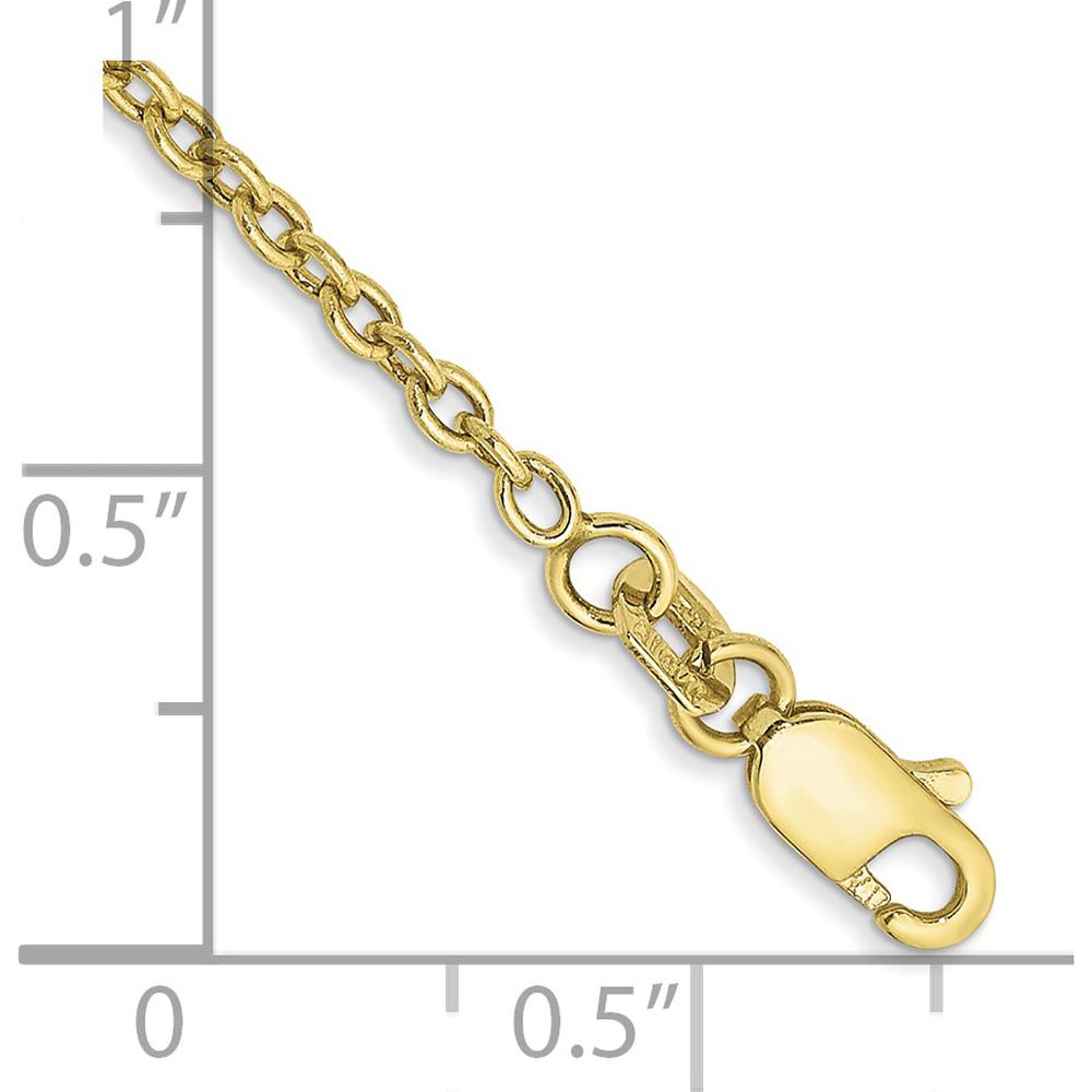 10K Yellow Gold 9" Forzantine Cable Chain Anklet - 1.8mm Width