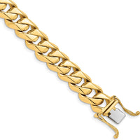 10K Yellow Gold 9" Hand-Polished Curb Link Bracelet - 11mm Width