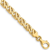 10K Yellow Gold 9" Hand-polished Fancy Link Bracelet - 6.1mm Width