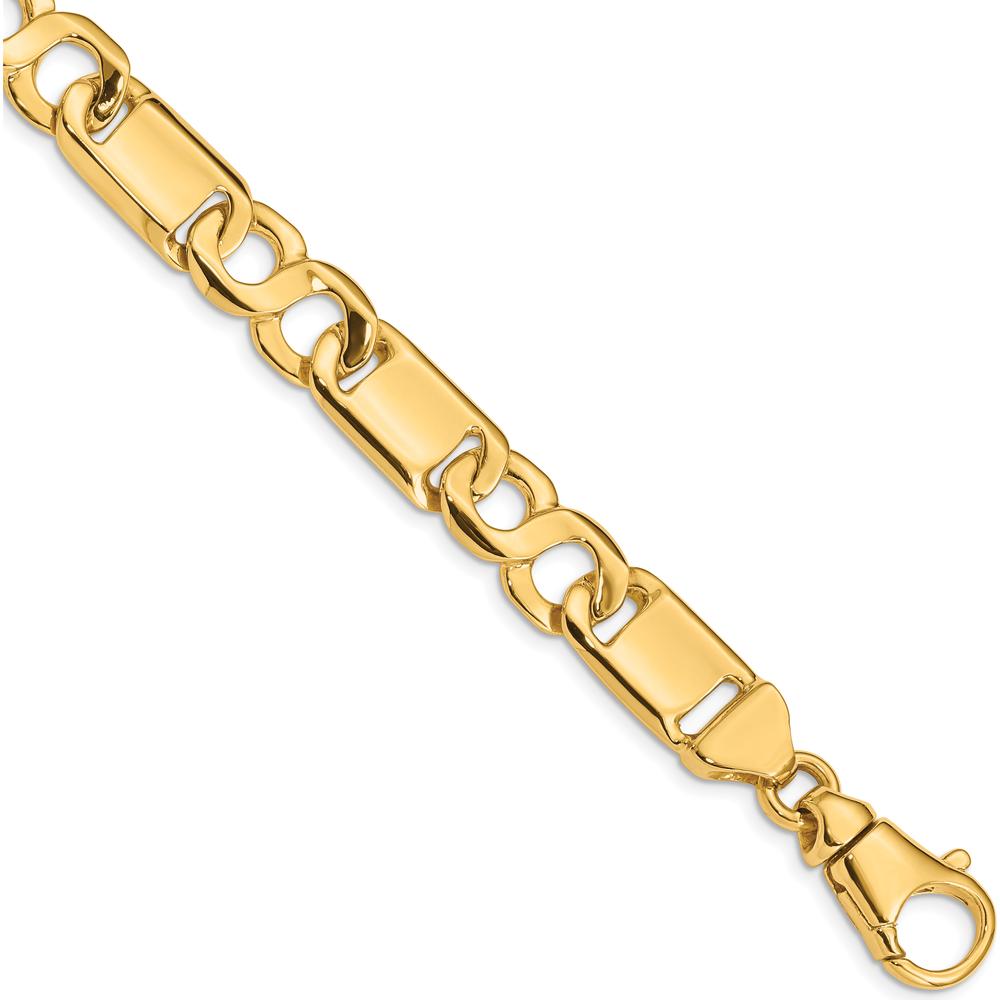 10K Yellow Gold 9" Hand-Polished Fancy Link Chain Bracelet