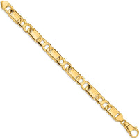 10K Yellow Gold 9" Hand-Polished Fancy Link Chain Bracelet