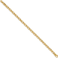 10K Yellow Gold 9" Hand-Polished Fancy Link Chain Bracelet - 5mm Width