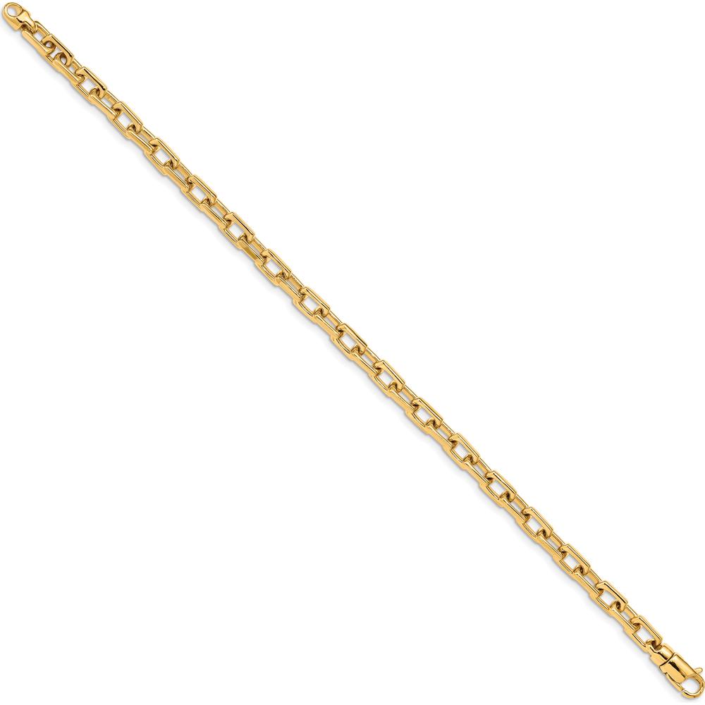 10K Yellow Gold 9" Hand-Polished Fancy Link Chain Bracelet - 5mm Width