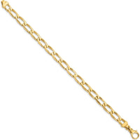 10K Yellow Gold 9" Hand-Polished Open Link Bracelet - 6.5mm Width
