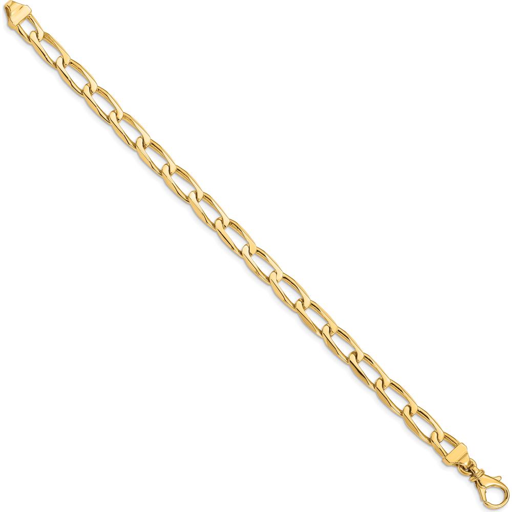 10K Yellow Gold 9" Hand-Polished Open Link Bracelet - 6.5mm Width