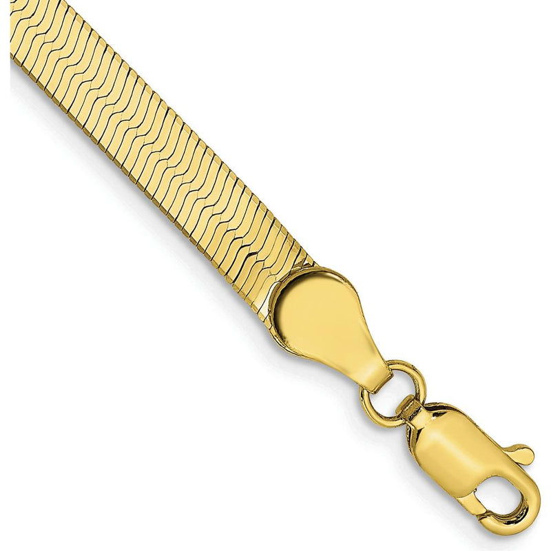 10K Yellow Gold 9" Herringbone Chain Bracelet - 4mm Width