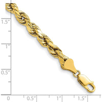 10K Yellow Gold 9" Rope Chain Anklet with Diamond-Cut Design