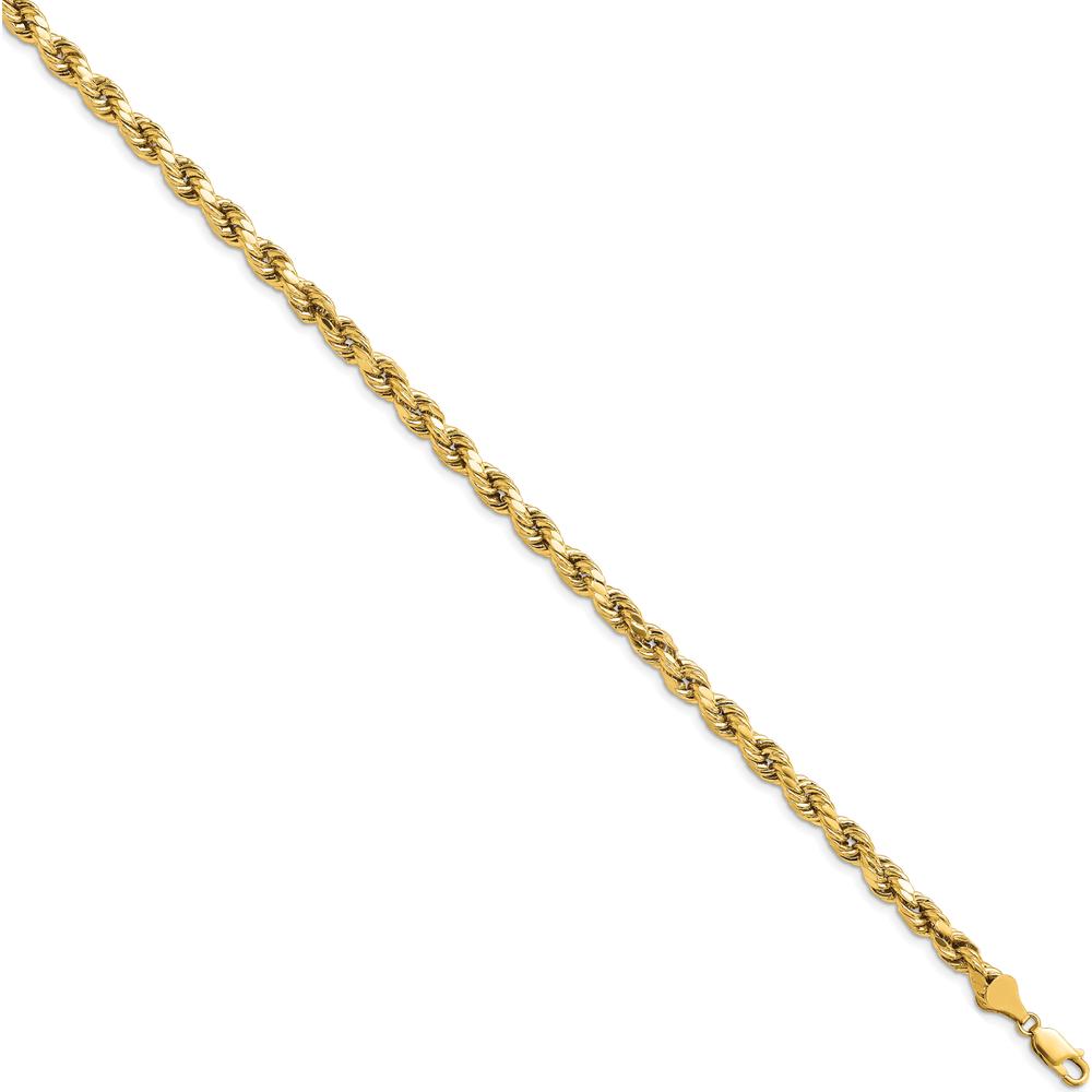 10K Yellow Gold 9" Rope Chain Anklet with Diamond-Cut Design