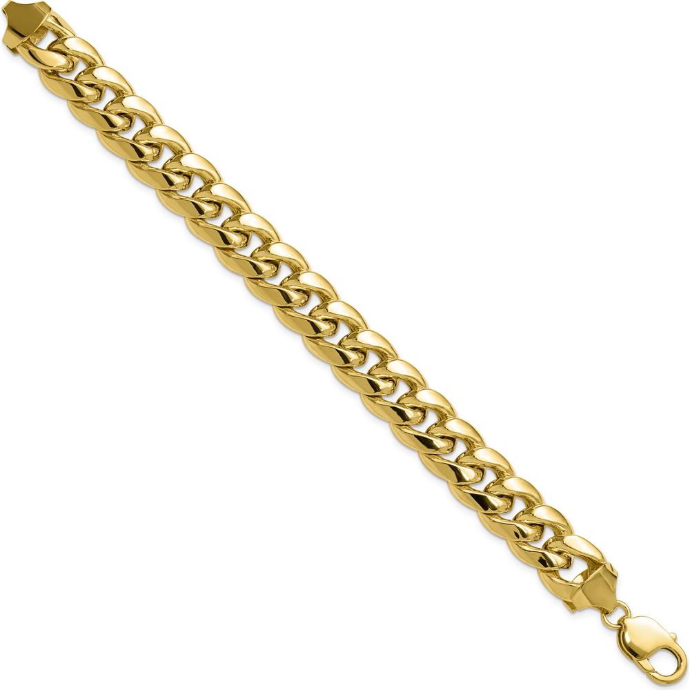 10K Yellow Gold 9" Semi-Solid Miami Cuban Chain Bracelet - 13.2mm Width