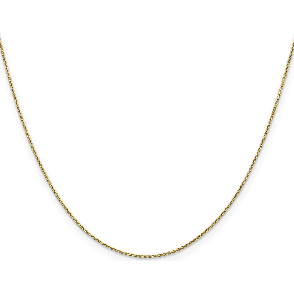 10K Yellow Gold .9mm Diamond-Cut Round Open Link Cable Chain - 22"