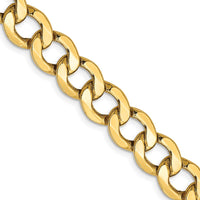 10K Yellow Gold 9mm Semi-Solid Curb Chain Necklace - 20"